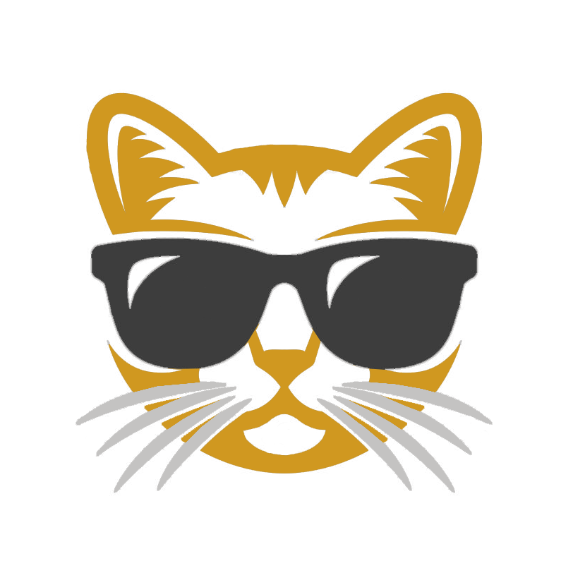 A cartoon icon of a cat wearing sunglasses